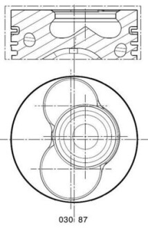 Поршень з кільцями VAG 80.00 1.9TDI AXC/AXB/ASZ/ARL T5 03- (CYL 3-4) TRAPEZ (Mahle) mahle / knecht 0308702 (фото 1)