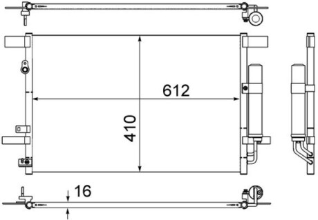 Радіатор кондиціонера Mitsubishi Lancer VIII 08-/Outlander II 06-12 MAHLE mahle / knecht ac 557 000s