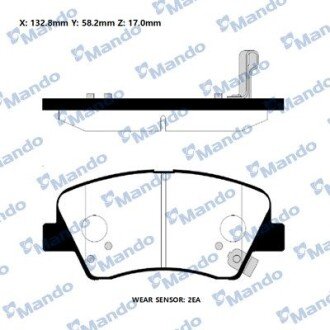 KIA Колодки тормозные передние Ceed 13-, Carens 1,7CRDi 13- mando rmph47ns