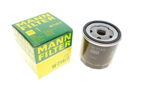 Фільтр масляний Fiat Fiorino 1.0-1.6 80-94/Panda 1.3D 86-92/Tipo 1.4-1.6 88-94/Moskvitch 2141 89-01 -FILTER mann w 714/3