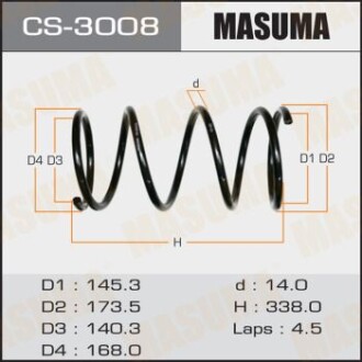 Пружина подвески передняя Mitsubishi Lancer (03-11) (CS-3008) masuma cs3008