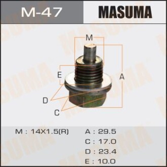 Пробка зливна піддону (з шайбою 14х1.5mm) Honda (M-47) masuma m47