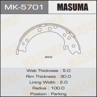 Колодки тормозные стояночного тормоза masuma mk5701 (фото 1)