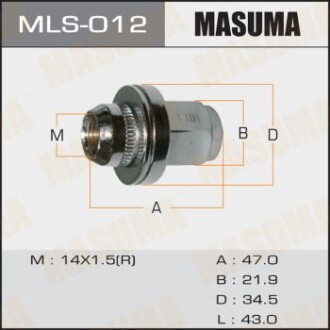 Гайка колеса 14x1.5Land Cruiserз шайбою D 35 mm / під ключ = 22 мм (MLS-012) masuma mls012