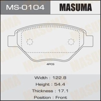 Колодки тормозные AN-4592K, P68031 передн RENAULT MEGANE II (MS-0104) masuma ms0104