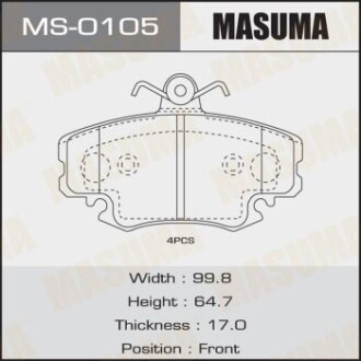 Колодки тормозные AN-4014K, P68008 передн RENAULT LOGAN MCV II 1.5 dCi (MS-0105) masuma ms0105