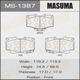 Колодки тормозные AN-458WK, NP1098, P83009 передн TOYOTA FORTUNER (MS-1387) masuma ms1387