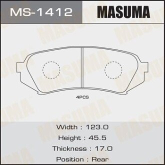 Колодки тормозные задн TOYOTA LAND_CRUISER 200 (MS-1412) masuma ms1412