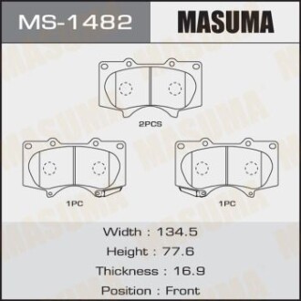 Колодки тормозные передн Mitsubishi Pajero (06-)/ Toyota Hilux (11-), Land Cruiser Prado (02-09) (MS-1482) masuma ms1482