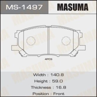 Колодки тормозные передн Lexus RX 300, 330, 350 (04-08) (MS-1497) masuma ms1497