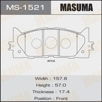 Колодки тормозные передн Toyota Camry (06-) (MS-1521) masuma ms1521