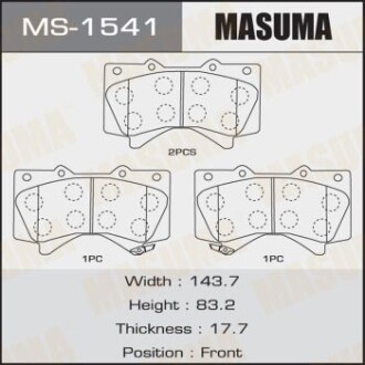 Колодки гальмівні передн Lexus LX570/ Toyota Land Cruiser (07-) (MS-1541) masuma ms1541