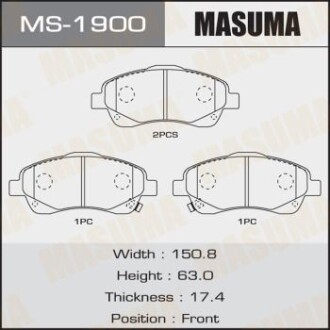 Колодки тормозные передн Toyota Avensis (03-08) (MS-1900) masuma ms1900