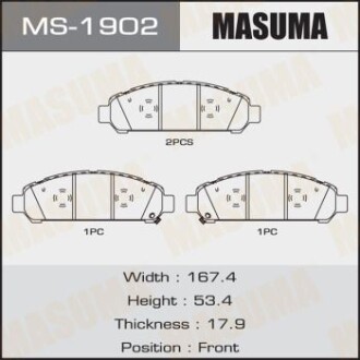 Колодки тормозные передн Toyota Venza (09-16) (MS-1902) masuma ms1902 (фото 1)