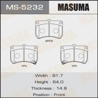 Колодки тормозные передн AN-298WK, NP5010, P49016 masuma ms5232