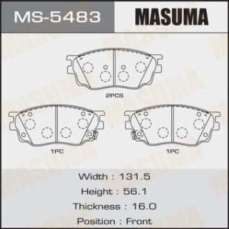 Колодки тормозные передн Mazda 6 2002 - 2007 (MS-5483) masuma ms5483