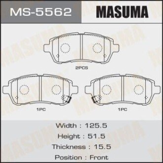 Колодки тормозные передн AN-754WK, NP5030, P16013 masuma ms5562