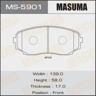 Колодки гальмівні передн Mazda CX-7 (07-12), CX-9 (17-) (MS-5901) masuma ms5901