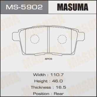 Колодки гальмівні задн Mazda CX-7 (06-11), CX-9 (08-12) (MS-5902) masuma ms5902