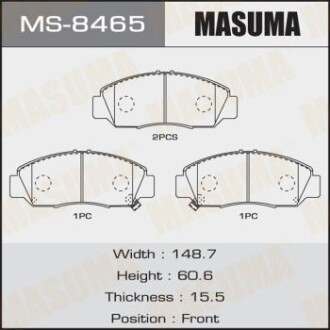 Колодки гальмівні передн Honda Accord (02-05), Civic (06-11), FR-V (05-09) (MS-8465) masuma ms8465