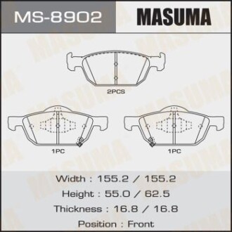 Колодки гальмівні передн Honda Accord, Civic (08-) (MS-8902) masuma ms8902