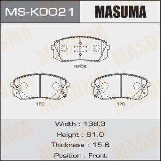 Колодки гальмівні передн (MS-K0021) masuma msk0021 (фото 1)