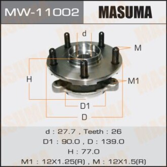 Маточина колеса переднього у зборі з підшипником Toyota Auris (06-), Avensis (11-), Corolla (06-), RAV 4 (05-) (MW-11002) masuma mw11002