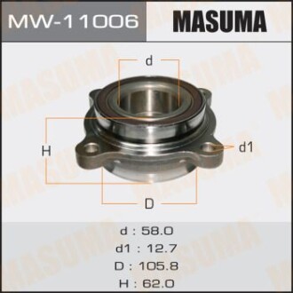 Маточина колеса переднього у зборі з підшипником Toyota Land Cruiser (07-), Sequoia (07-17) (MW-11006) masuma mw11006