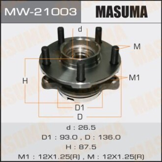 Маточина колеса переднього у зборі з підшипником Infinity FX 35 (02-12) G 37 (08-), M 37 (10-) 2WD (MW-21003) masuma mw21003