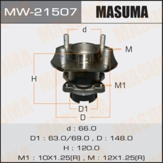 Маточина колеса заднього у зборі з підшипником Nissan Tida (07-) (с ABS) (MW-21507) masuma mw21507