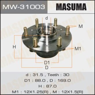 Маточина колеса переднього у зборі з підшипником Mitsubishi L200 (07-), Pajero Sport (08-) (MW-31003) masuma mw31003