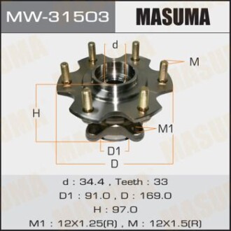 Ступица колеса заднего в сборе с подшипником Mitsubishi Pajero (00-06) (MW-31503) masuma mw31503