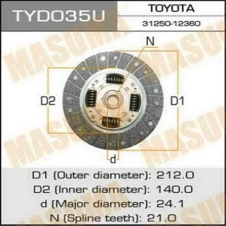 Диск сцепления 212*140*21*24.1 TOYOTA AURIS masuma tyd035 (фото 1)