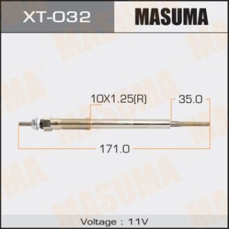 Свеча накала PT-157.11V /1KZ-FTVTOYOTA YARIS (XT-032) masuma xt032 (фото 1)