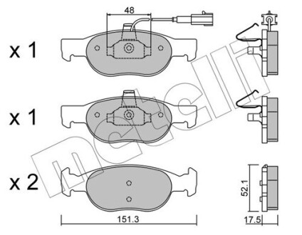 Колодки гальмівні (передні) Fiat Bravo/Brava 95-01/Marea 96-02/Lancia Delta II 94-99 (+датчик) metelli 22-0079-0