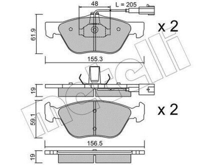 Колодки гальмівні (передні) Alfa Romeo 145/146/156/GT/GTV/Spider/Fiat Bravo 95-05 metelli 22-0083-0