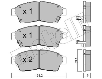 Тормозные колодки (передние) Toyota Camry 90-02/Corolla 87-02/Rav4 94-00 metelli 22-0149-0