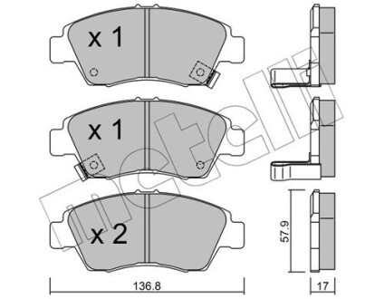 Комплект гальмівних колодок.).) metelli 22-0175-0