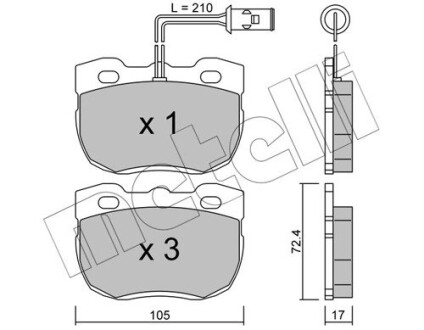 Колодки тормозные (передние) Land Rover Discovery/Range Rover 88-98 (+ датчик)) metelli 22-0177-0