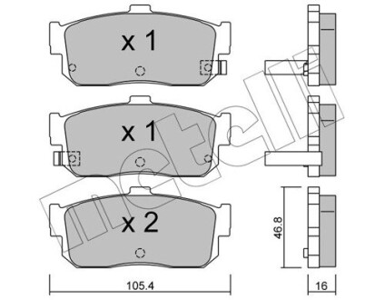 Тормозные колодки (задние) Nissan Almera/Maxima 95-00/Primera 90-98/Sunny 90-95/Infiniti I30 97- metelli 22-0193-1