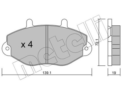 Колодки гальмівні (передні) Ford Transit 91-00/Transit Tourneo 94-00 15 metelli 22-0195-0