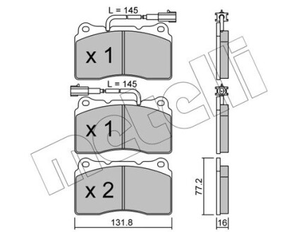 Комплект гальмівних колодок.).) metelli 22-0288-0