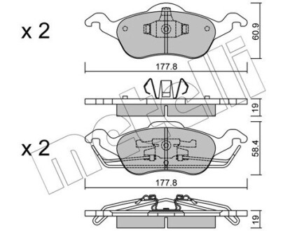 Комплект тормозных колодок (дисковых).) metelli 22-0291-0