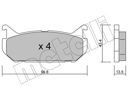 Колодки гальмівні (задні) Mazda 626 91-02 metelli 2203030 (фото 1)