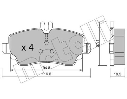 Тормозные колодки (передние) MB Vaneo (W414) 02-05 metelli 22-0310-1