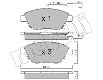 Комплект тормозных колодок (дисковых).) metelli 22-0322-0