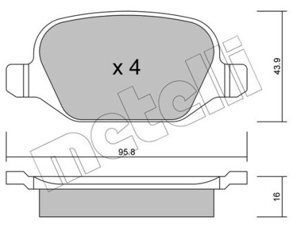 Тормозные колодки (задние) Fiat Linea/Lancia Lybra/Alfa Romeo 147/156 99- metelli 22-0324-1