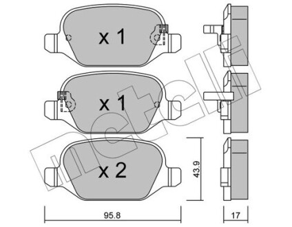 Колодки гальмівні (задні) Fiat 500L 12- metelli 22-0324-4