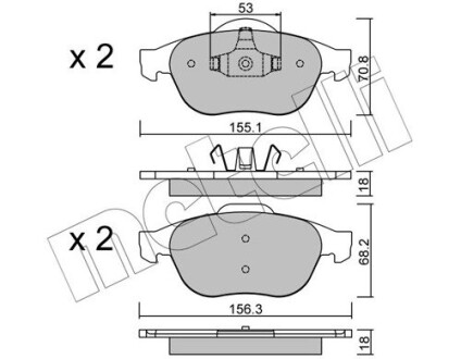 Комплект тормозных колодок (дисковых).) metelli 22-0336-0