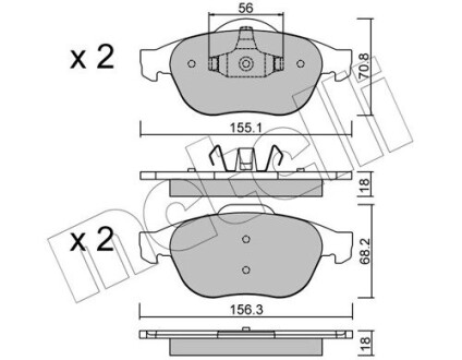 Комплект тормозных колодок (дисковых).) metelli 22-0336-1